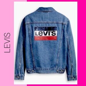 Levis Denim Jacket Extra Small Ex Boyfriend Trucker Sequin Back NEW